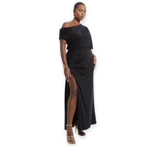 KAREN MILLEN Plus Size Slinky Drapey Jersey One Shoulder Maxi Dress Size XXL